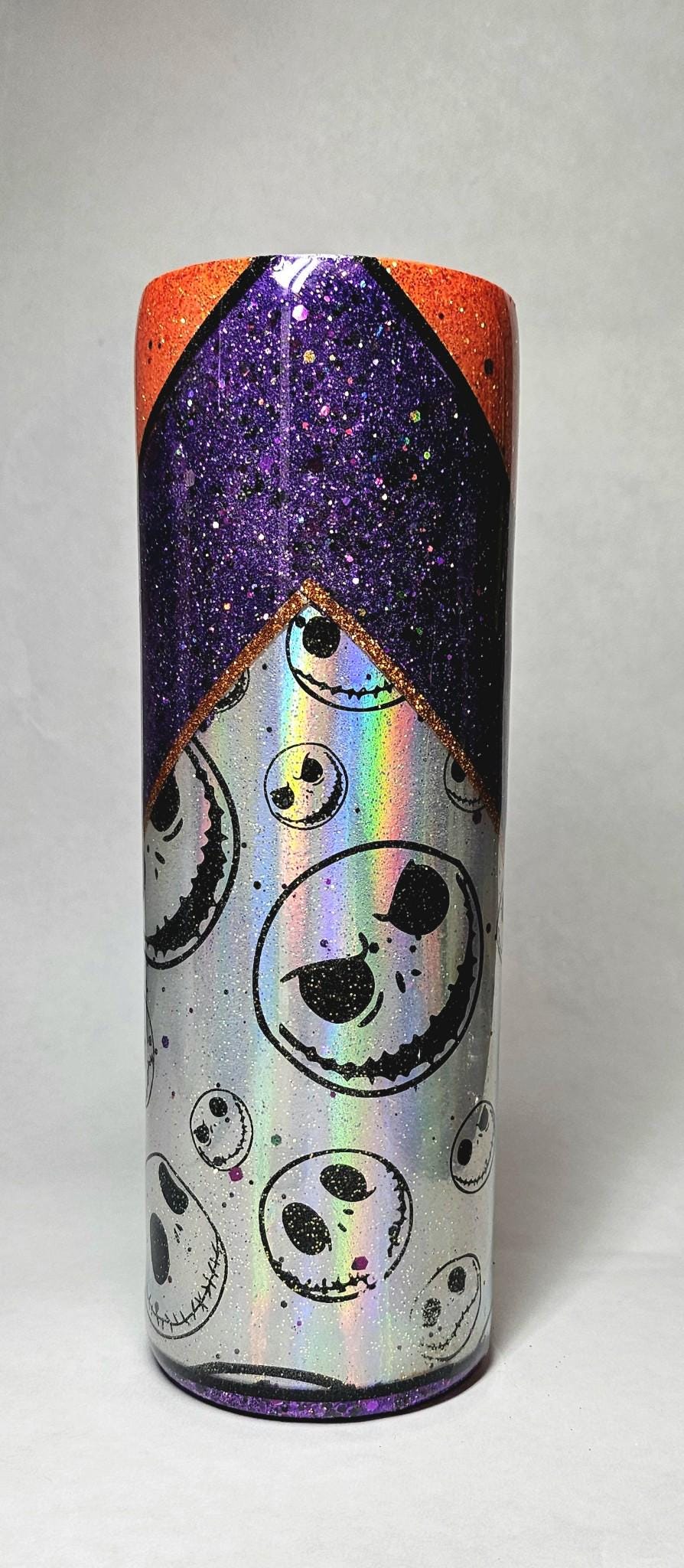 Jack Skellington Neon Tumbler 30oz | Halloween Glitter Cup | Insulated Skinny Tumbler | Christmas Gift | Custom Drink Cup | Halloween Cup